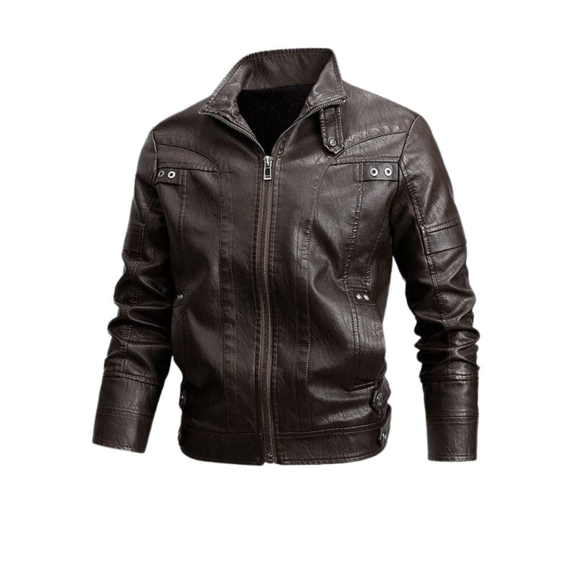 Damen Lederjacke mit Reißverschluss und Kragen – Virella