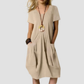 Damen A-Linien Kleid Rundhals Knielang Alltag – Orelina