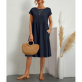 Jersey Midi-Kleid in A-Linie mit kurzen Ärmeln – Natalia