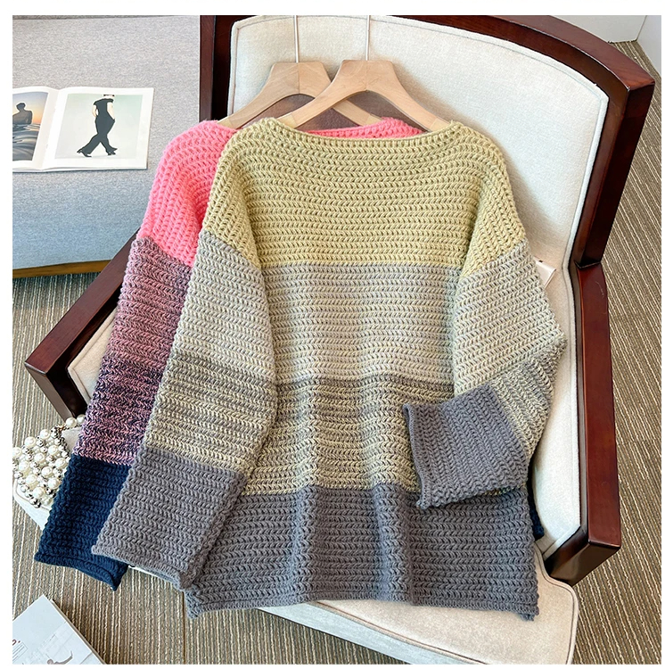 Übergrößen Patchwork Pullover für Damen – Annika