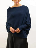 Oversized Damenpullover mit asymmetrischem Kragen – Sophia
