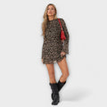 Mesh Minikleid mit Leopardenmuster und Rüschen – Elena