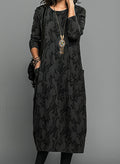 Winterkleid Damen Langarm mit Taschen und Blumenprint – Cassie