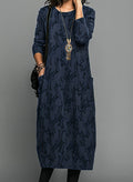Winterkleid Damen Langarm mit Taschen und Blumenprint – Cassie