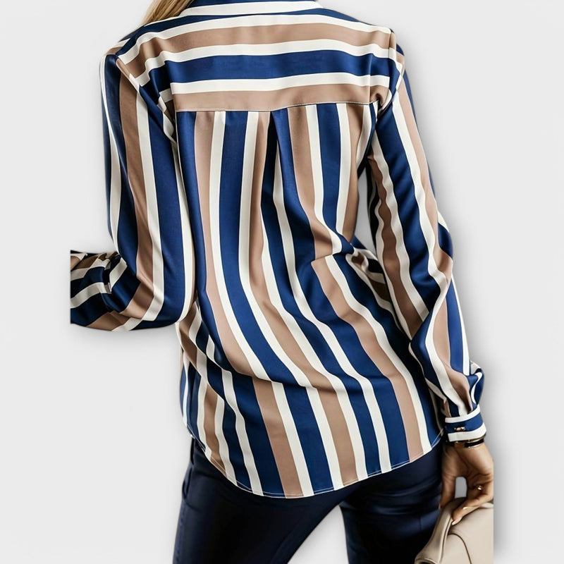 Damen Streifenbluse Leicht Elegant Alltag – Selinara