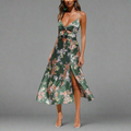 Midikleid Damen Elegant Blumen Tailliert Alltag Sommer – Elanoria