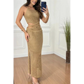 Strick Sommerkleid Figurbetont Seitenschlitz Elegant – Valeria