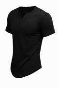Kurzarm-Henley-Shirt Herren Freizeit Baumwolle-Elastan – Dennis