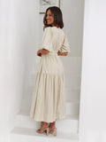 Rüschen Midikleid Elegant V-Ausschnitt Sommer – Maviera