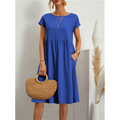 Jersey Midi-Kleid in A-Linie mit kurzen Ärmeln – Natalia