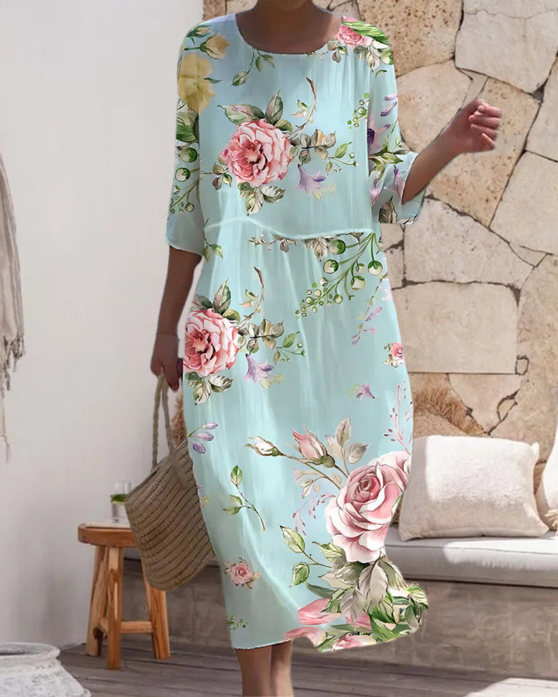 Blumenkleid Damen Sommer Elegant Luftig Komfort – Felirra
