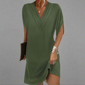Kleid Damen Elegant V-Ausschnitt Figurfreundlich Komfort Alltag – Elverina