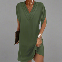 Kleid Damen Elegant V-Ausschnitt Figurfreundlich Komfort Alltag – Elverina