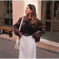 Lederjacke in Burgunderrot für Herbstlooks – Amira