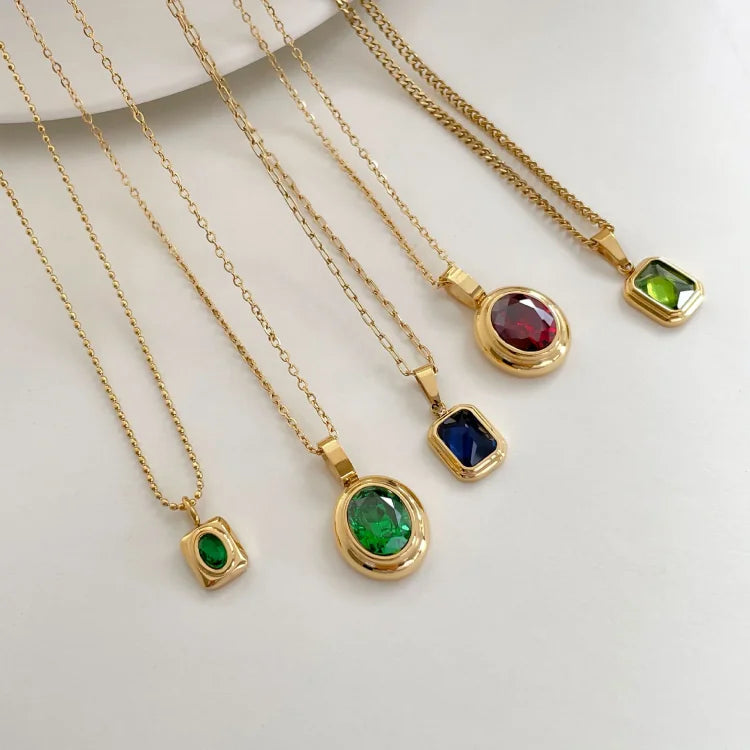 Vintage Edelsteinkette mit Goldbeschichtung – Amara