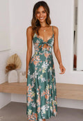 Blumenkleid Grün Elegant Figurbetont Sommerlook – Malina
