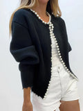 Strickjacke für Damen mit Perlenbesatz – Emilie