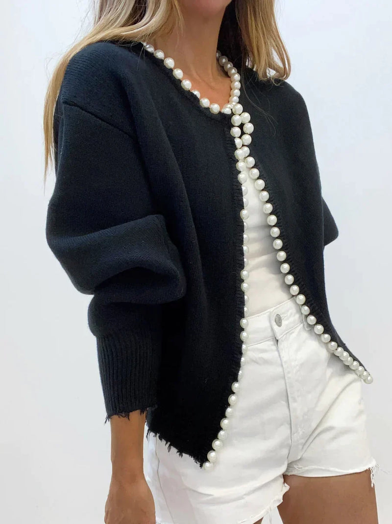 Strickjacke für Damen mit Perlenbesatz – Emilie