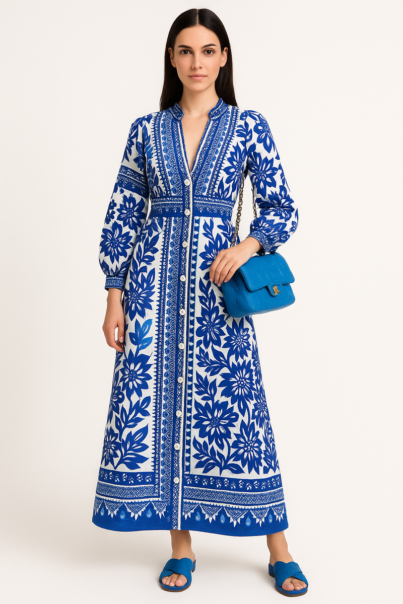 Boho Maxikleid für Damen mit Blumenmuster – Elenay