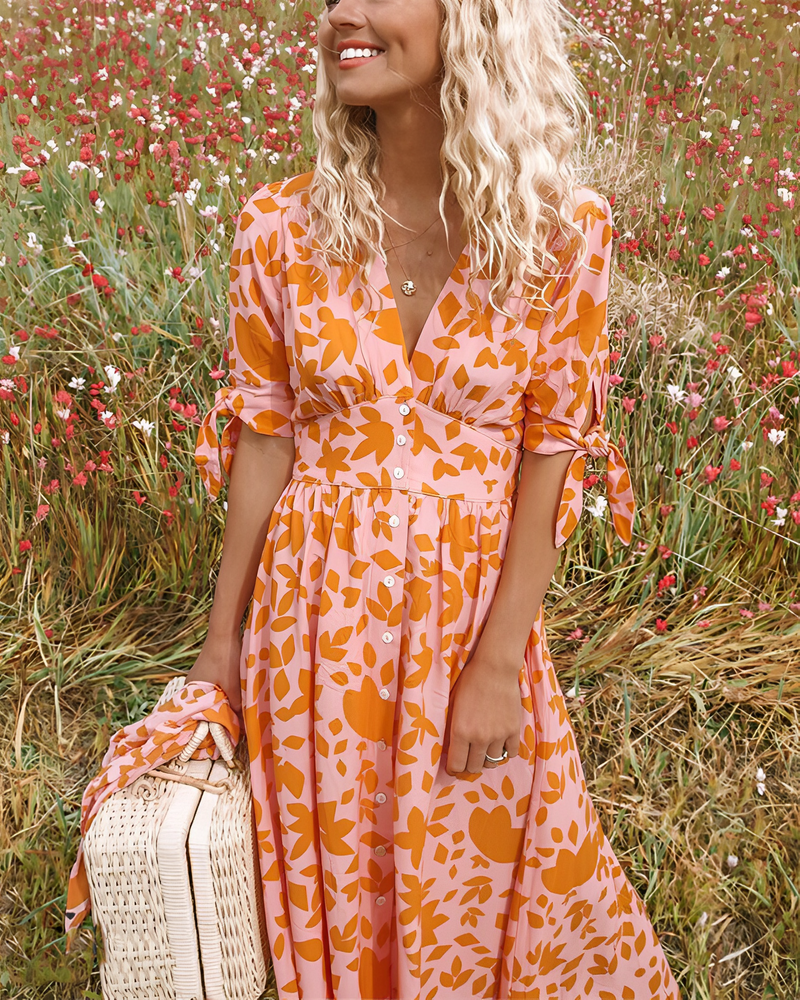 Elegantes Damenkleid in Orange mit schmeichelnder Passform – Marvinia