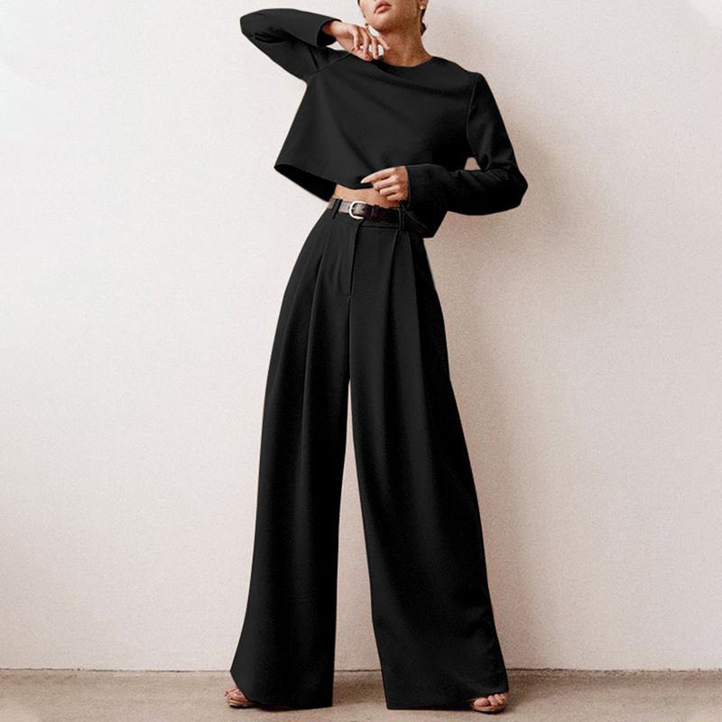 Elegantes Palazzo-Set mit Rundhalsausschnitt für Damen – Amara
