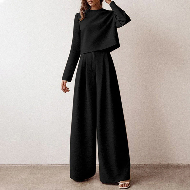 Elegantes Palazzo-Set mit Rundhalsausschnitt für Damen – Amara