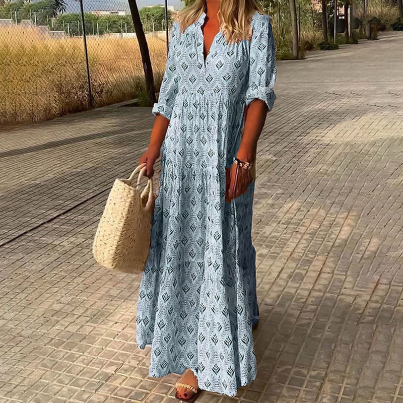 Boho Maxikleid mit V-Ausschnitt – Elina