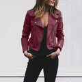 Damen Lederjacke Elegant Asymmetrisch Alltag Look – Selvera