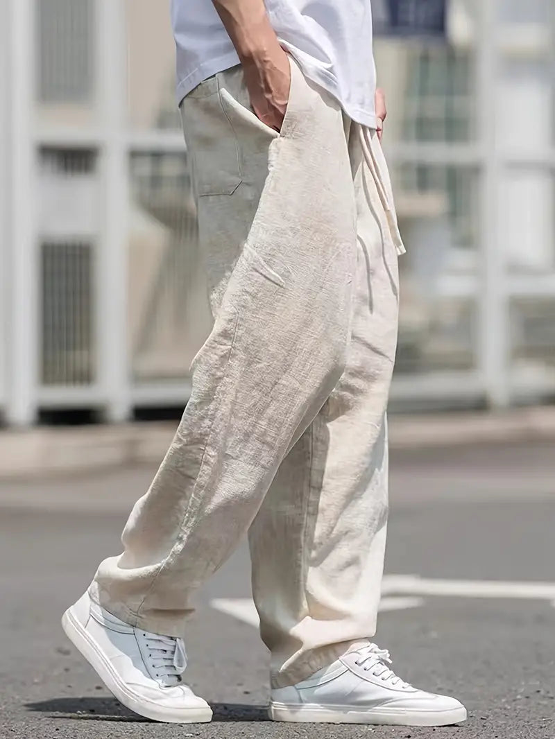 Baggy Leinenhose Herren Weit Sommerlook Bequem – Jonas
