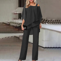 Zweiteiliges Damen Outfit schulterfrei aus Chiffon – Elenya