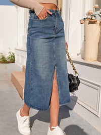 Eleganter Denim-Bleistiftrock mit Schlitz – Kalista