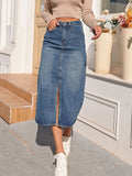 Eleganter Denim-Bleistiftrock mit Schlitz – Kalista