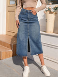 Eleganter Denim-Bleistiftrock mit Schlitz – Kalista