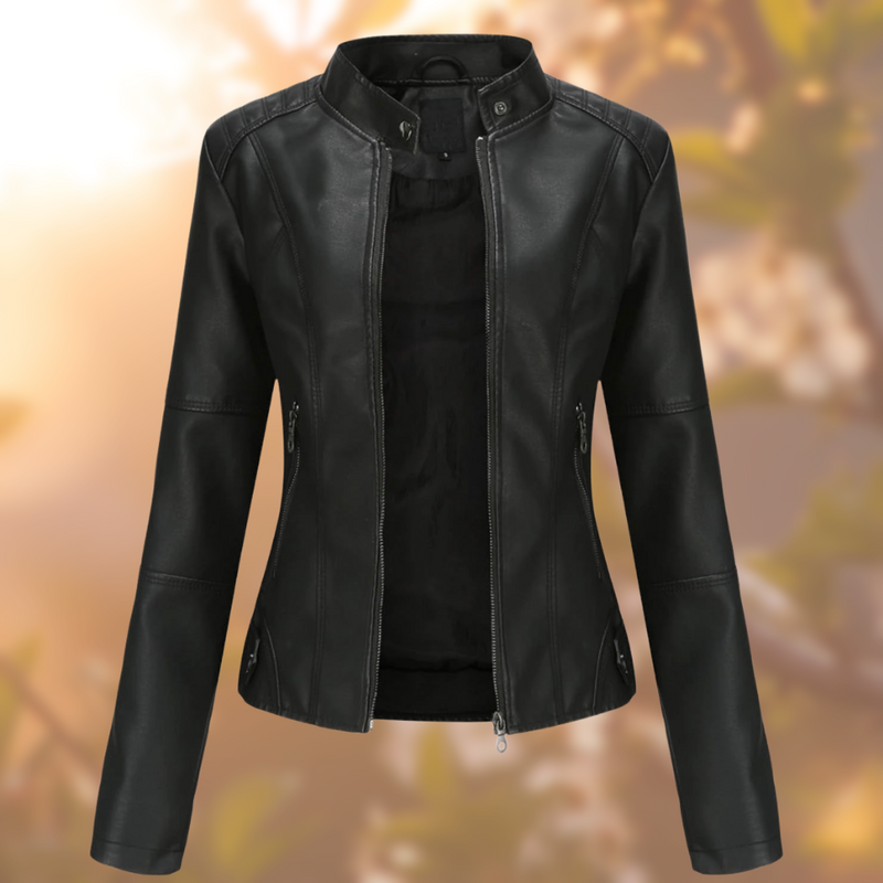 Damen Lederjacke mit Reißverschlusstaschen und Komfortpassform – Amelie