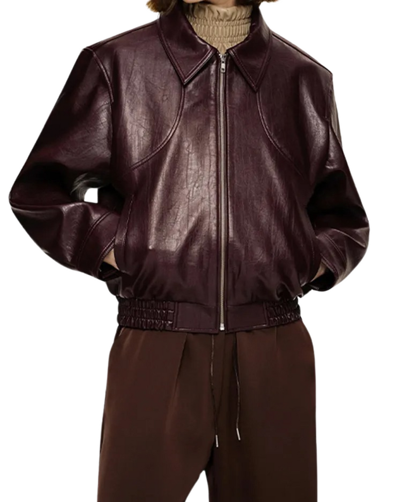 Lederjacke in Burgunderrot für Herbstlooks – Amira