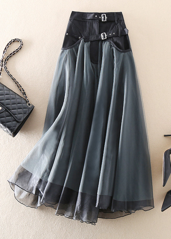 Eleganter Tüll-Patchwork-Maxirock mit A-Linie – Allegra