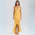 Midi Kleid Gelb Raffung Sommer Elegant – Sophie