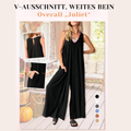 Jumpsuit Damen V-Ausschnitt Weites Bein Sommer Elegant – Elaniva