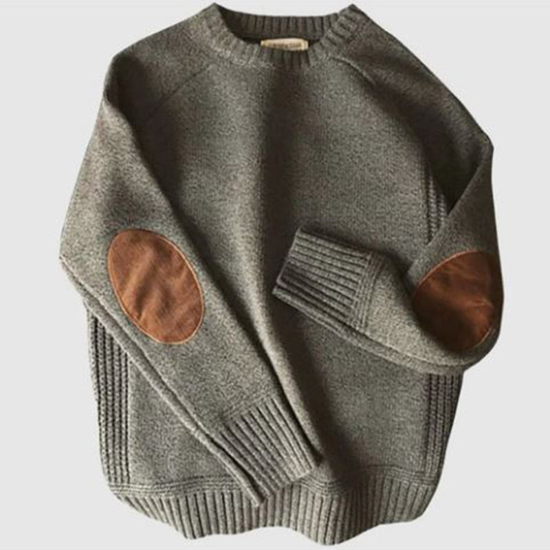 Modischer Herren-Pullover mit Ellenbogenpatches – David