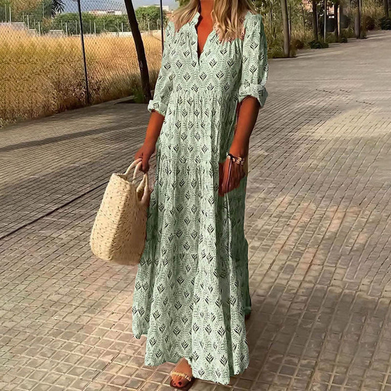Boho Maxikleid mit V-Ausschnitt – Elina