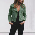 Damen Lederjacke Elegant Asymmetrisch Alltag Look – Selvera