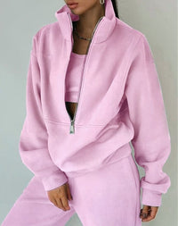 Gemütliches Fleece-Lounge-Set mit Reißverschluss für Damen – Evy