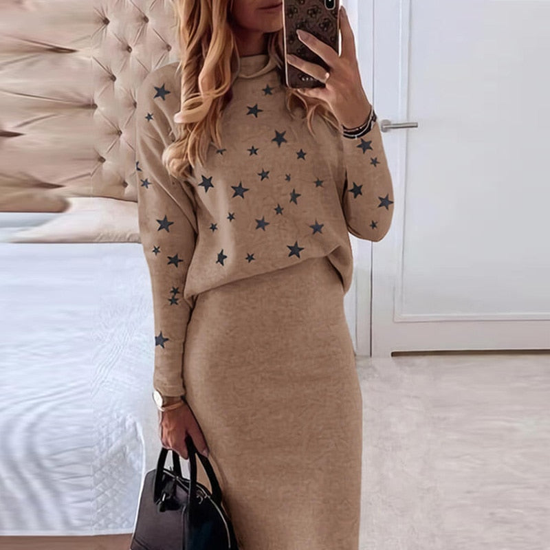 Zweiteiliges Damen-Set mit Pullover und Rock – Emilia