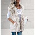 Kuschelige Damen-Strickjacke mit Plüschkapuze – Lena