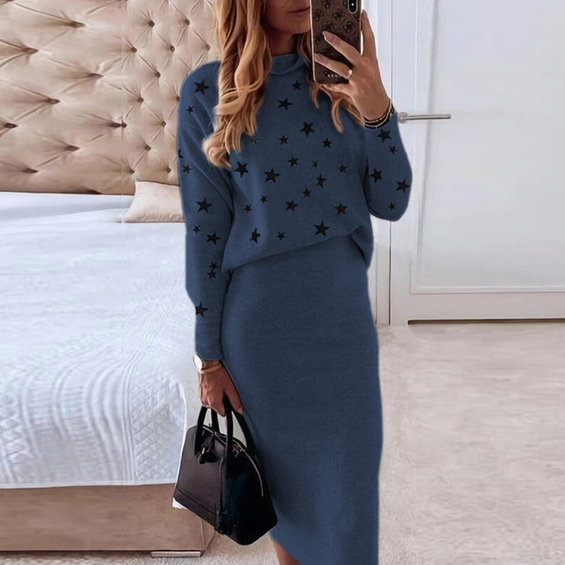 Zweiteiliges Damen-Set mit Pullover und Rock – Emilia