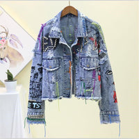 Individuelle Jeansjacke mit Print – Layla