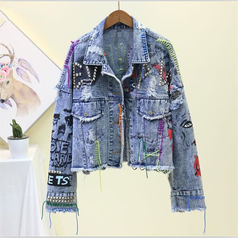 Individuelle Jeansjacke mit Print – Layla