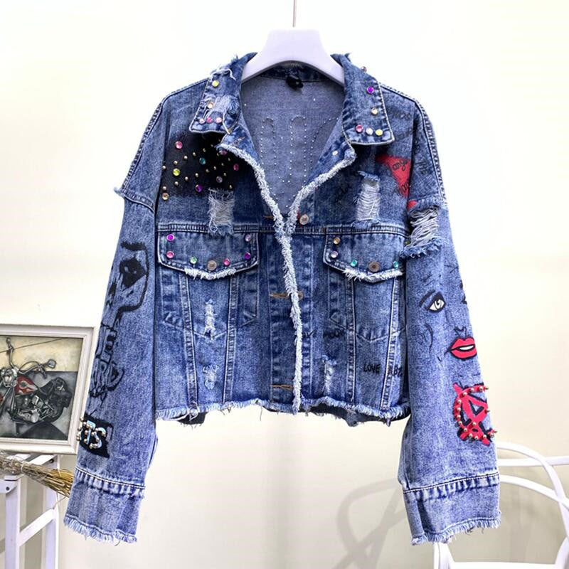Individuelle Jeansjacke mit Print – Layla