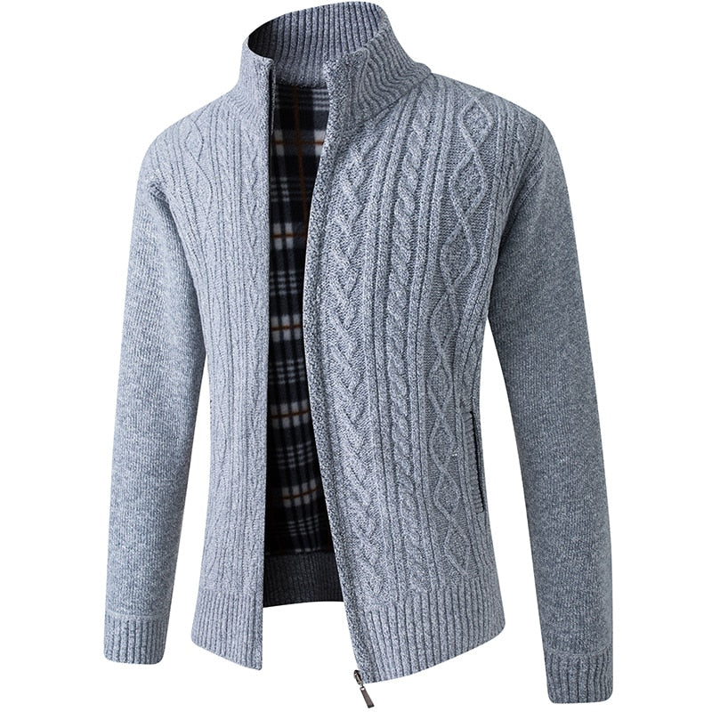 Herren-Strickweste mit Zopfmuster & Karofutter – Sebastian