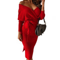 Schulterfreies Damenkleid mit Bindetaille – Elena